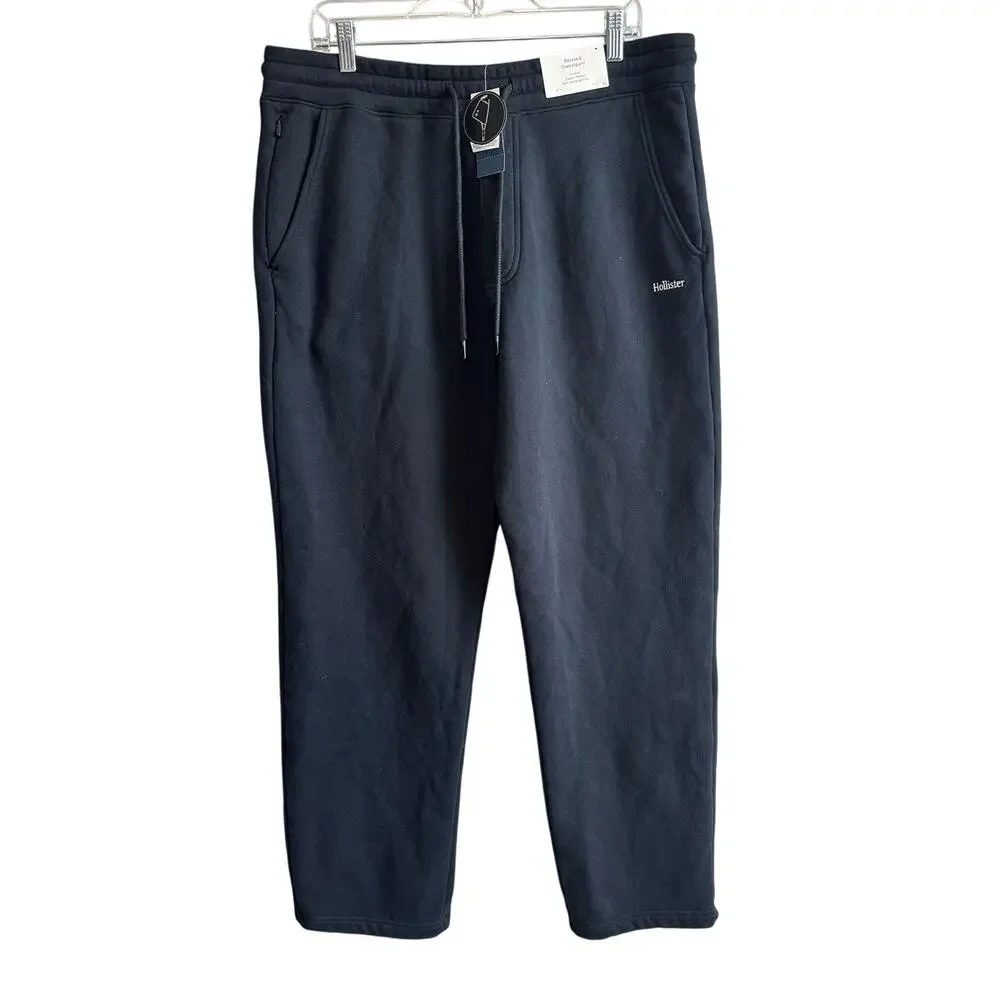 Hollister Feel Good Cotton Relaxed Straight Sweatpant Black XL NEW